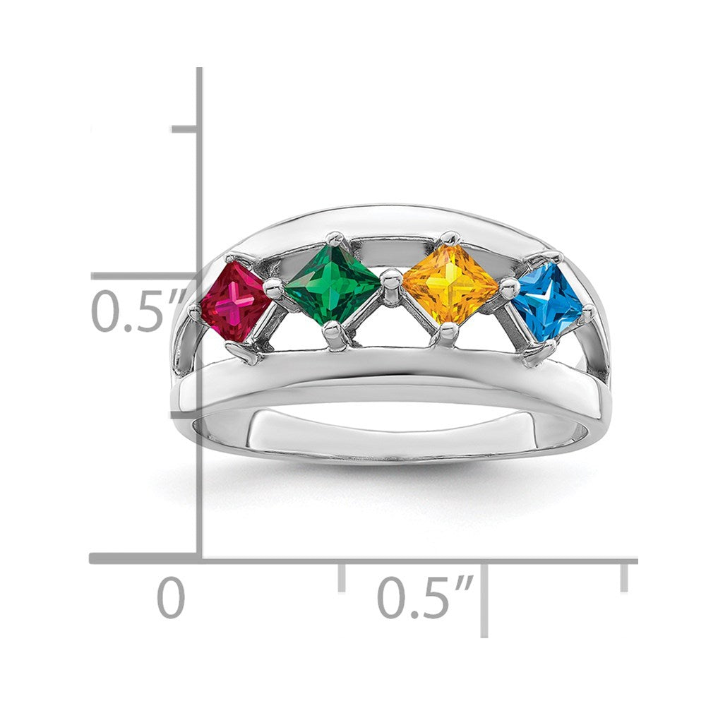 14k White Gold Synthetic Family Jewelry Ring