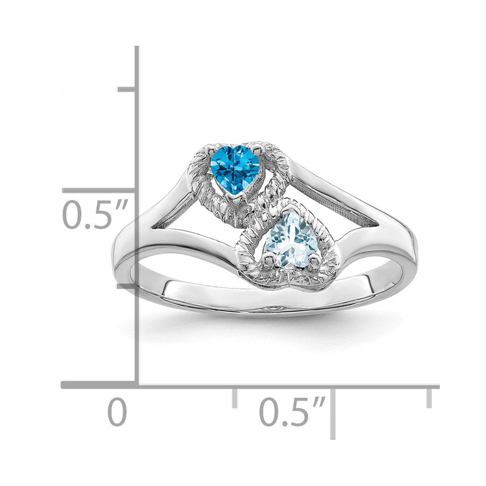 Sterling Silver Rhodium-plated Synthetic 2 Stone Mother's Ring