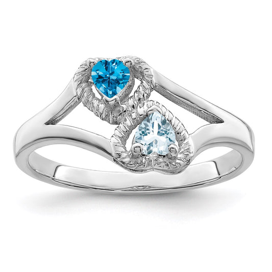 14k White Gold Synthetic Family Jewelry Ring