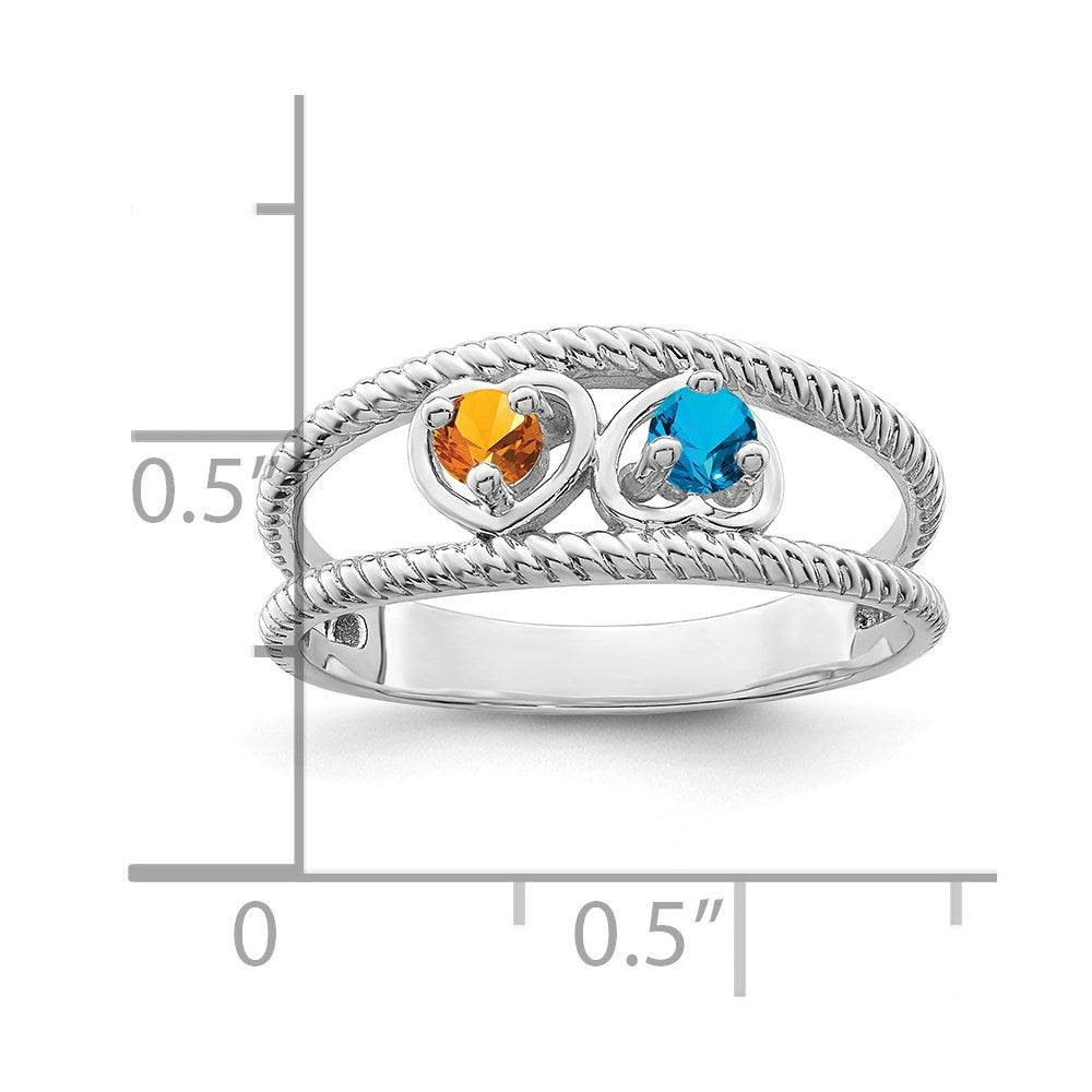 Sterling Silver Rhodium-plated Synthetic Family Jewelry Ring