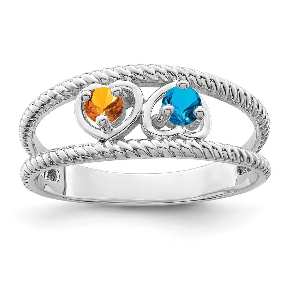 14k White Gold Synthetic Family Jewelry Ring