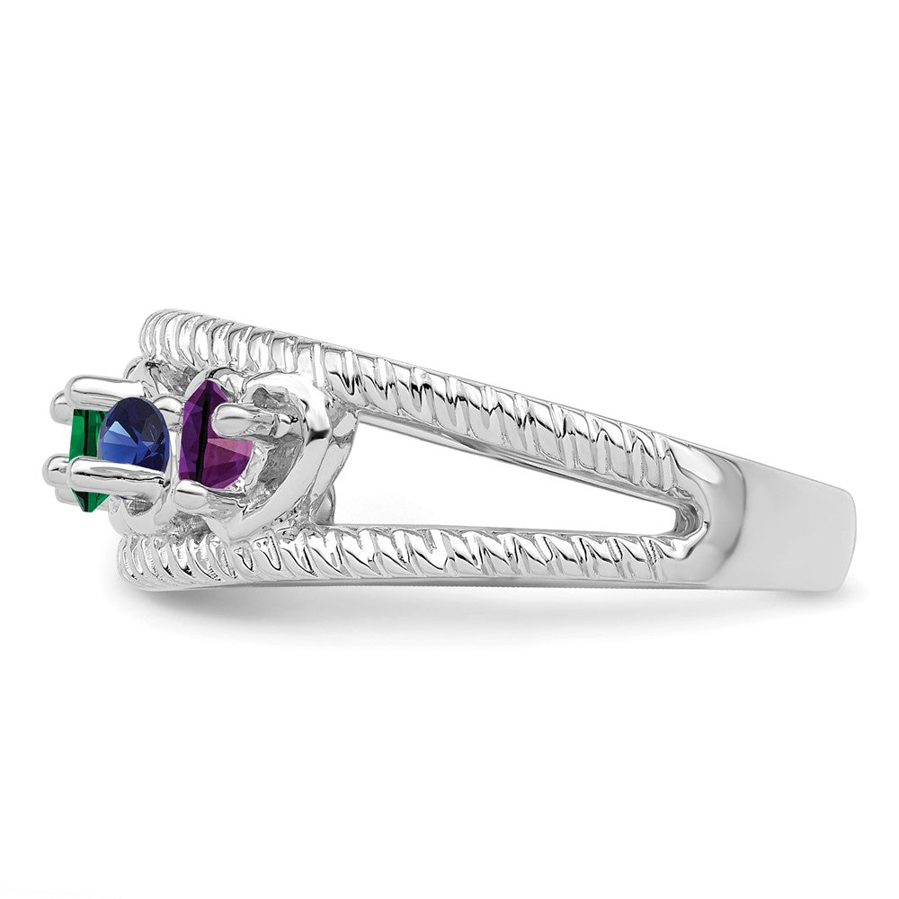 Sterling Silver Rhodium-plated Synthetic Family Jewelry Ring
