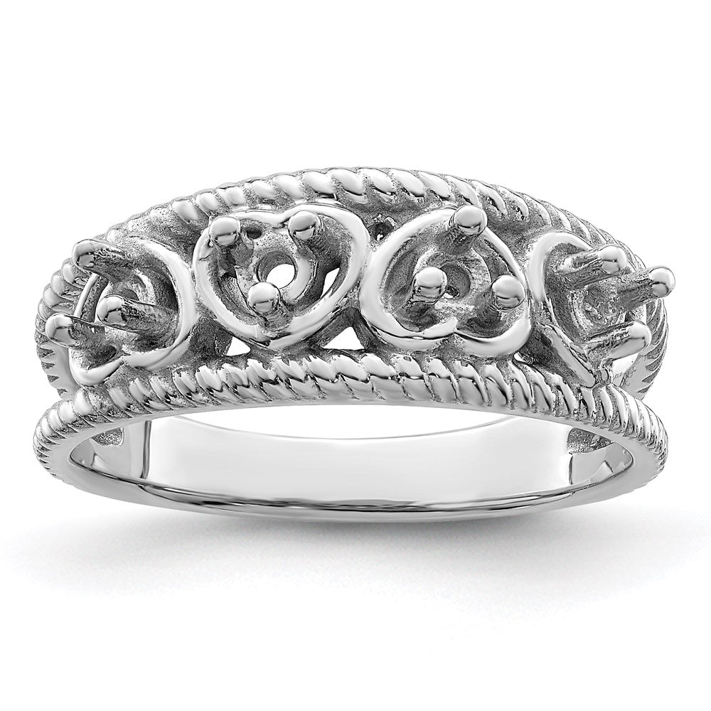 Sterling Silver Rhodium-plated Synthetic Family Jewelry Ring
