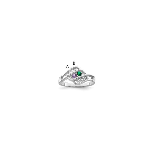 Sterling Silver Rhodium-plated Synthetic Family Jewelry Ring