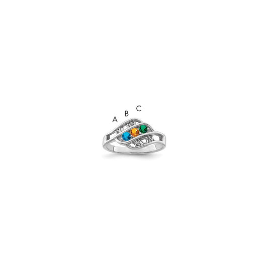 Sterling Silver Rhodium-plated Synthetic Family Jewelry Ring