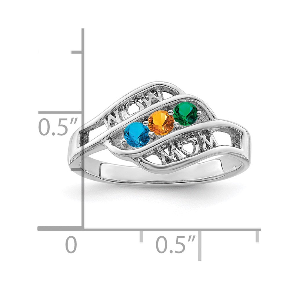 Sterling Silver Rhodium-plated Synthetic Family Jewelry Ring