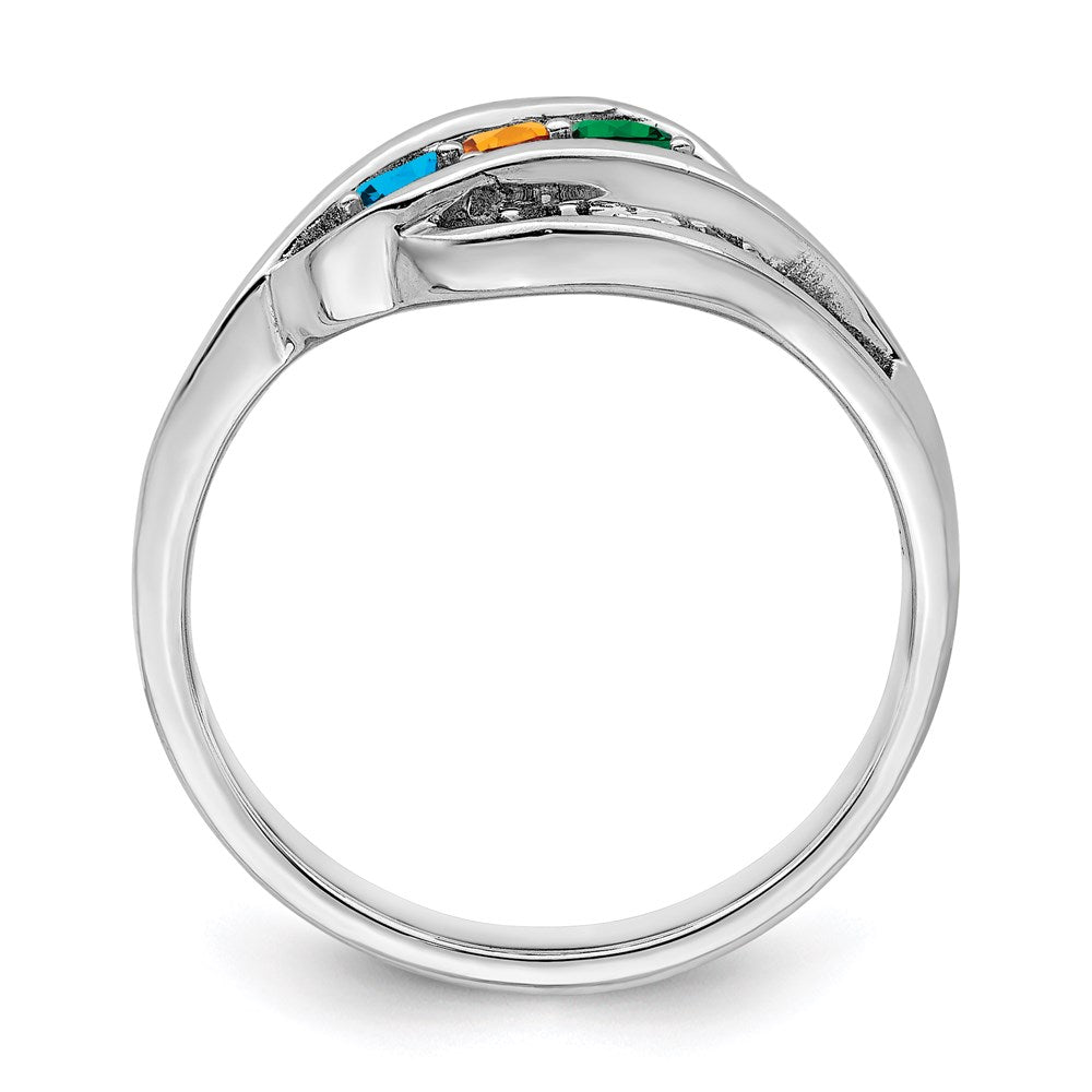 14k White Gold Synthetic Family Jewelry Ring