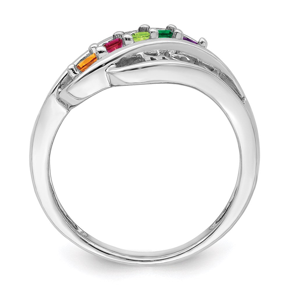 14k White Gold Synthetic Family Jewelry Ring