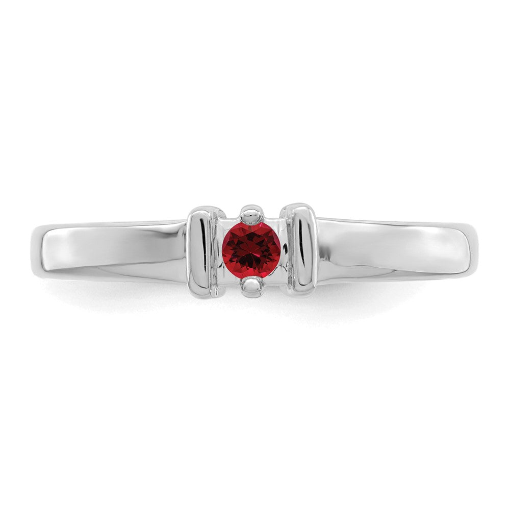 14k White Gold Genuine 1 Stone Mother's Ring