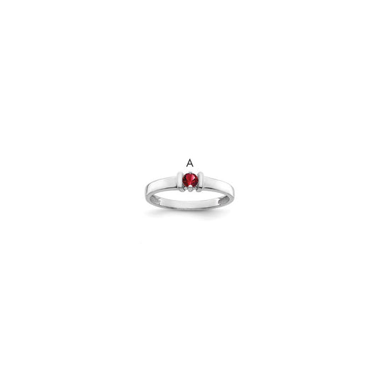 14k White Gold Synthetic Family Jewelry Ring