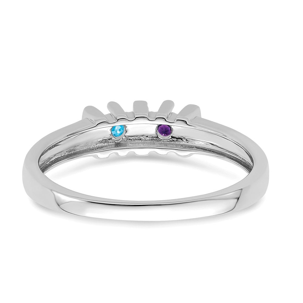 Sterling Silver Rhodium-plated Synthetic 2 Stone Mother's Ring