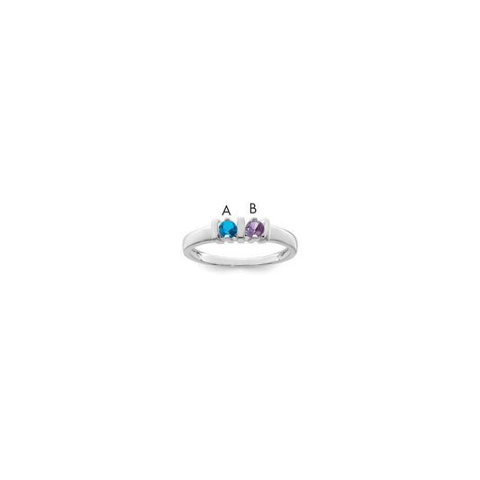 Sterling Silver Rhodium-plated Synthetic 2 Stone Mother's Ring