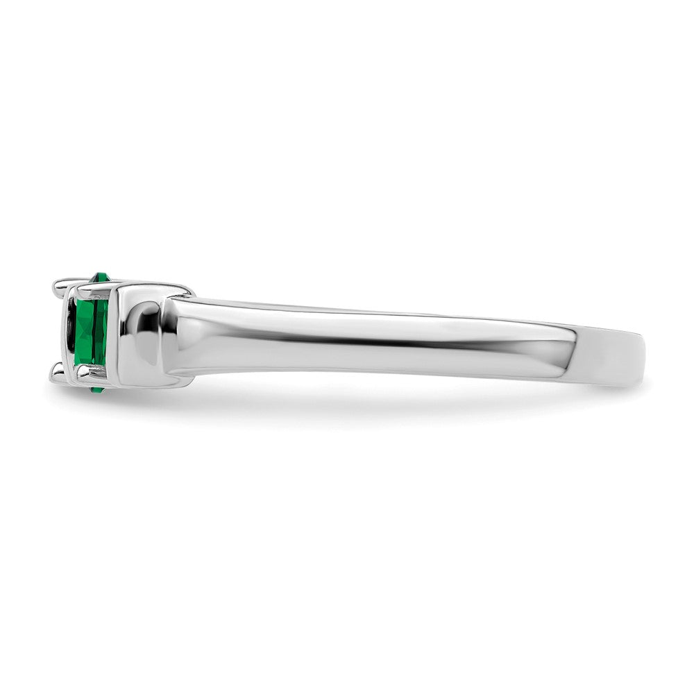 Sterling Silver Rhodium-plated Synthetic 3 Stone Mother's Ring