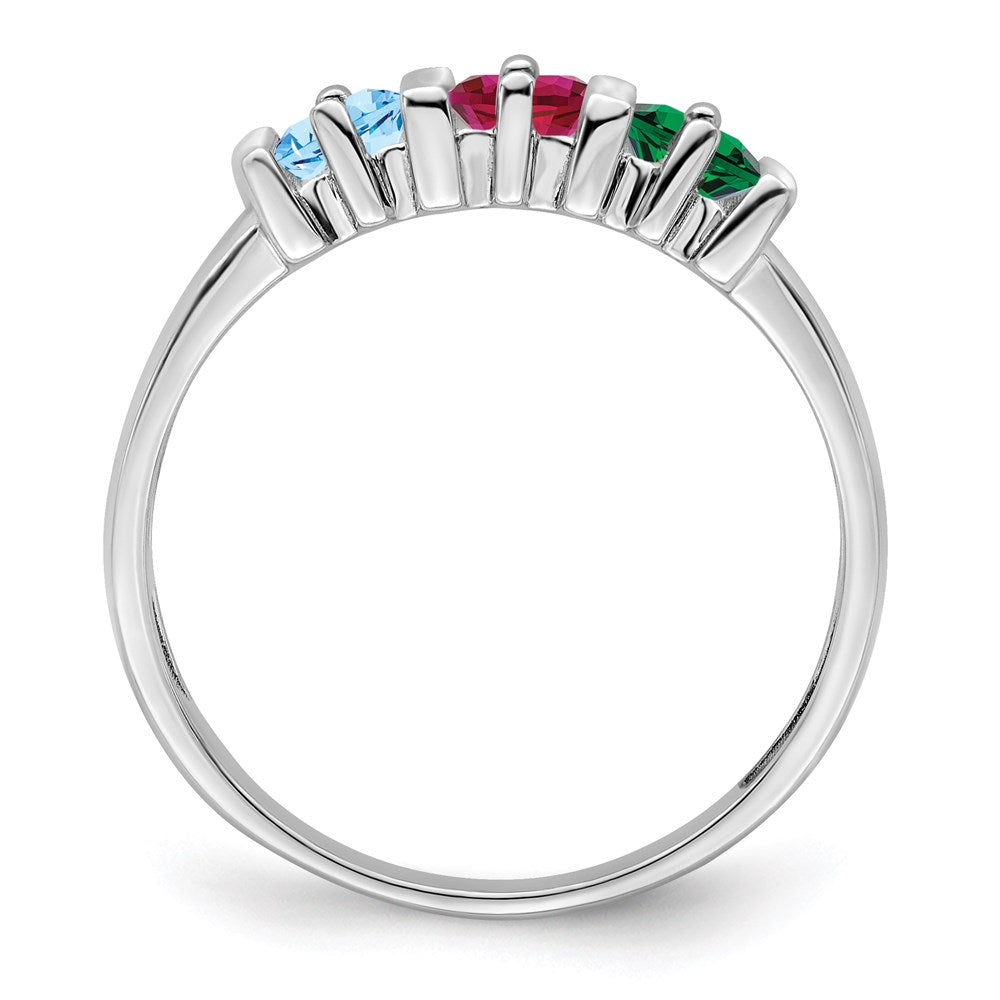 Sterling Silver Rhodium-plated Synthetic 3 Stone Mother's Ring
