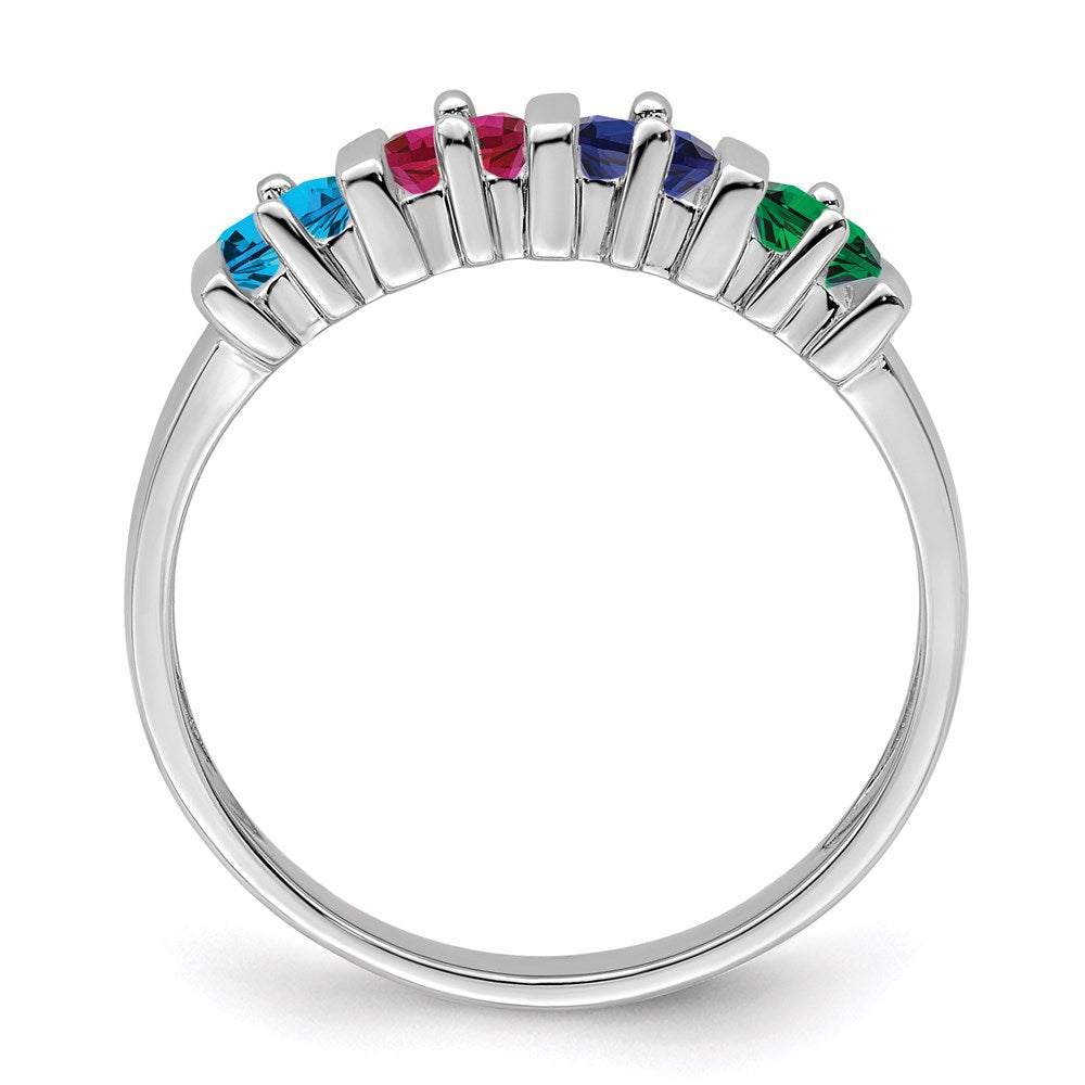 14k White Gold Synthetic Family Jewelry Ring