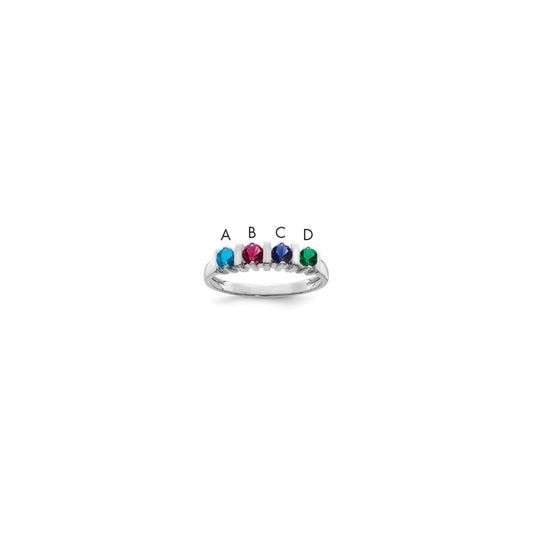 Sterling Silver Rhodium-plated Synthetic 4 Stone Mother's Ring