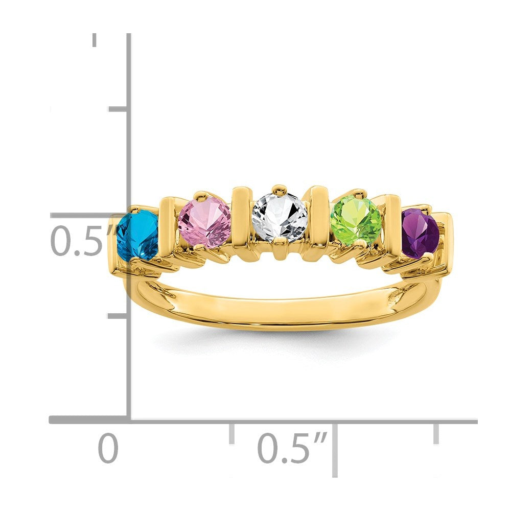 14k Genuine 5 Stone Mother's Ring
