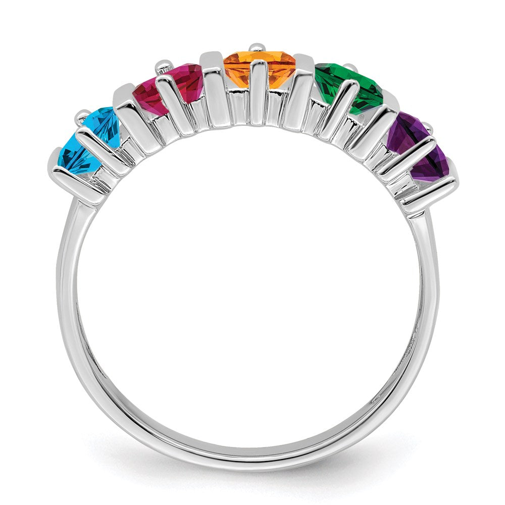 14k White Gold Genuine 5 Stone Mother's Ring