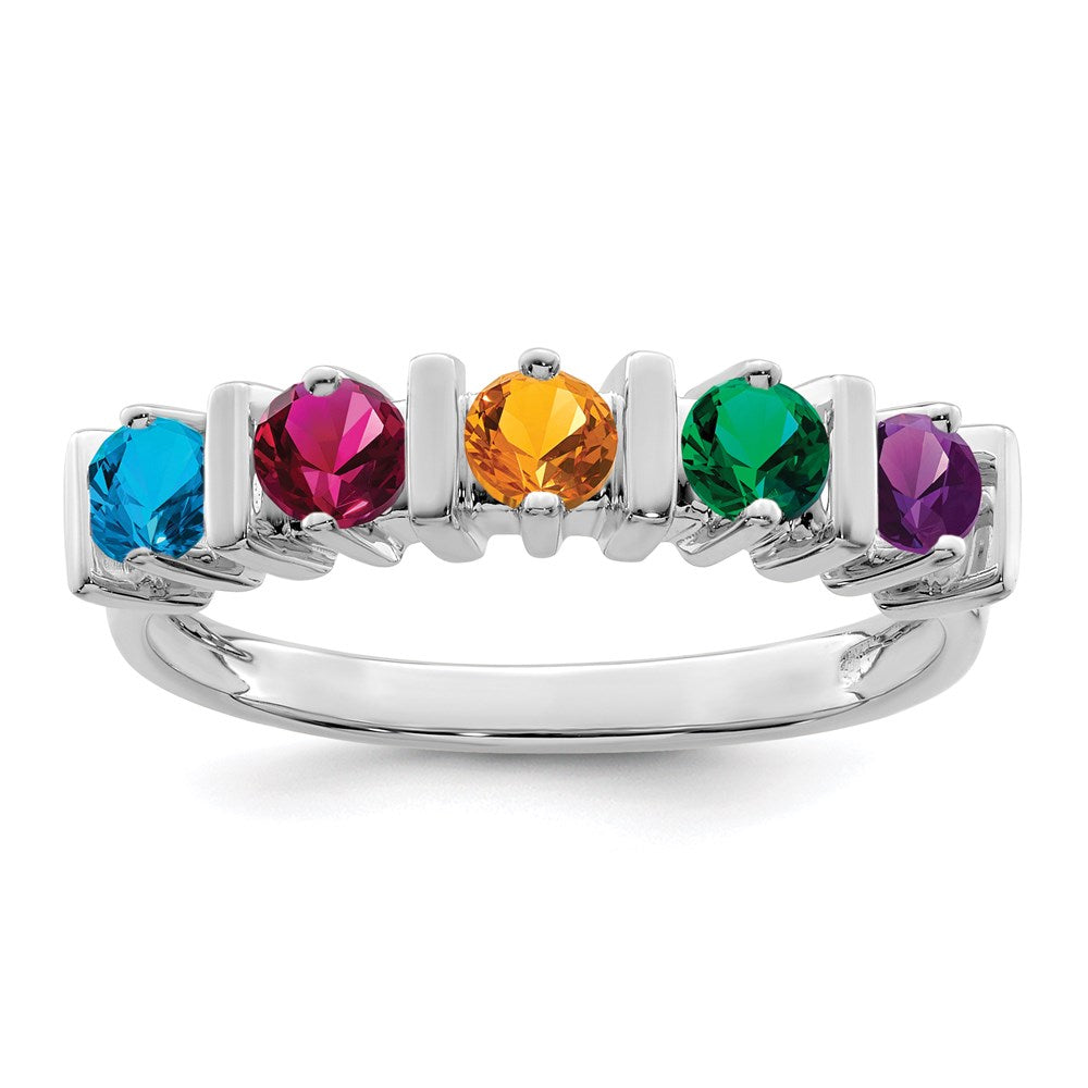 14k White Gold Genuine 5 Stone Mother's Ring