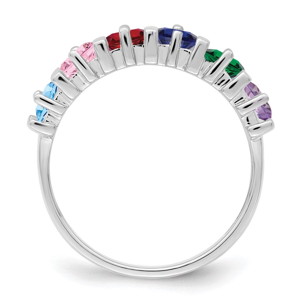 Sterling Silver Rhodium-plated Synthetic 6 Stone Mother's Ring