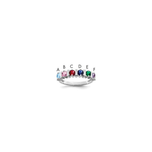 Sterling Silver Rhodium-plated Synthetic 6 Stone Mother's Ring