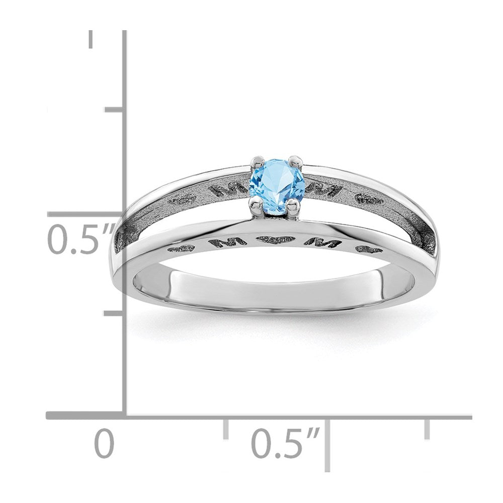 Sterling Silver Rhodium-plated 3mm Synthetic Family Jewelry Ring