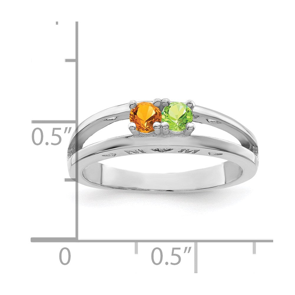 Sterling Silver Rhodium-plated 3mm Synthetic Family Jewelry Ring