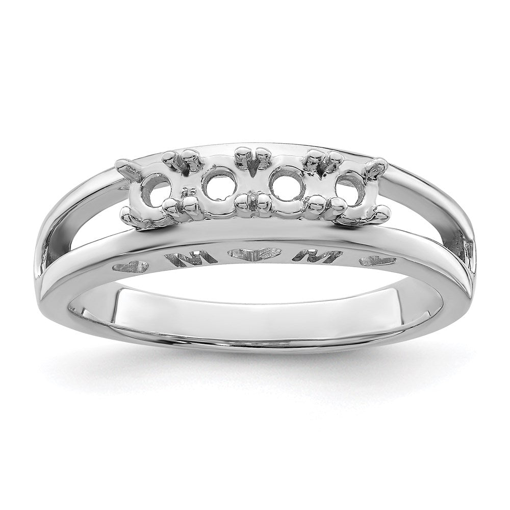 Sterling Silver Rhodium-plated 3mm Synthetic family jewelry ring
