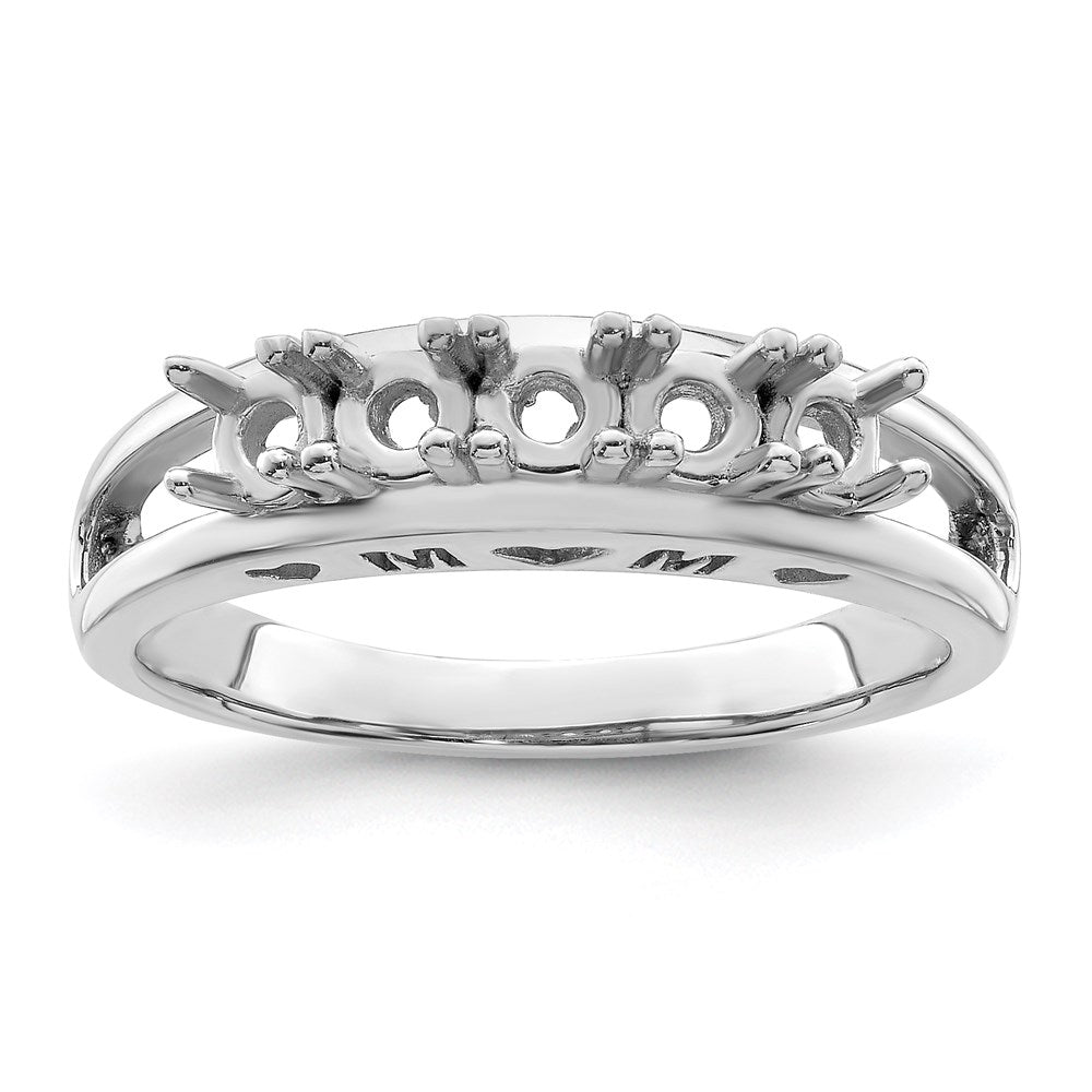 Sterling Silver Rhodium-plated 3mm Synthetic Family Jewelry Ring