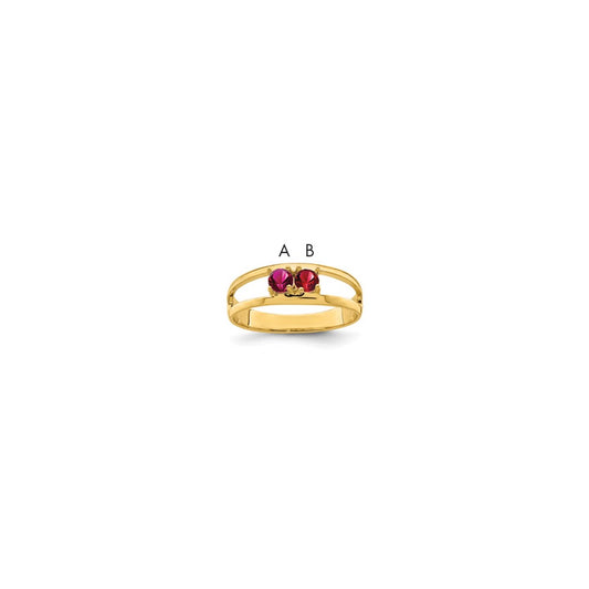 14k Genuine 2 Stone Mother's Ring