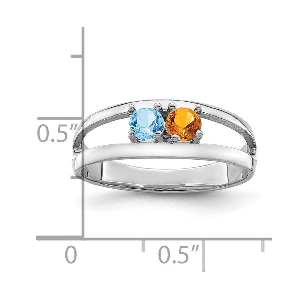 14k White Gold Genuine 2 Stone Mother's Ring