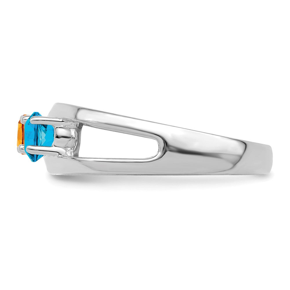 Sterling Silver Rhodium-plated Synthetic 3 Stone Mother's Ring
