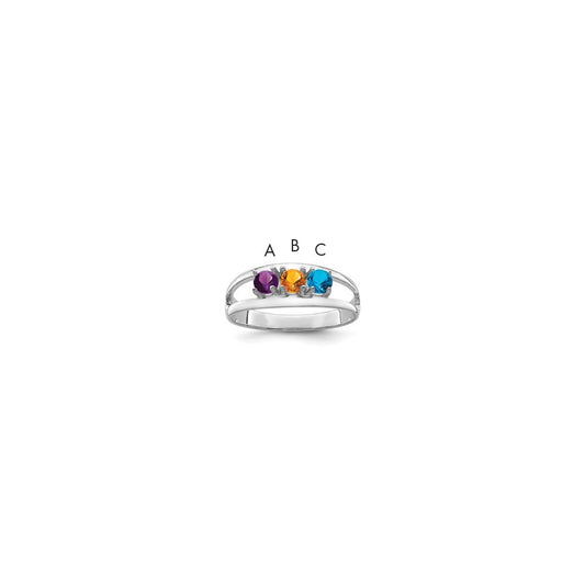 Sterling Silver Rhodium-plated Synthetic 3 Stone Mother's Ring