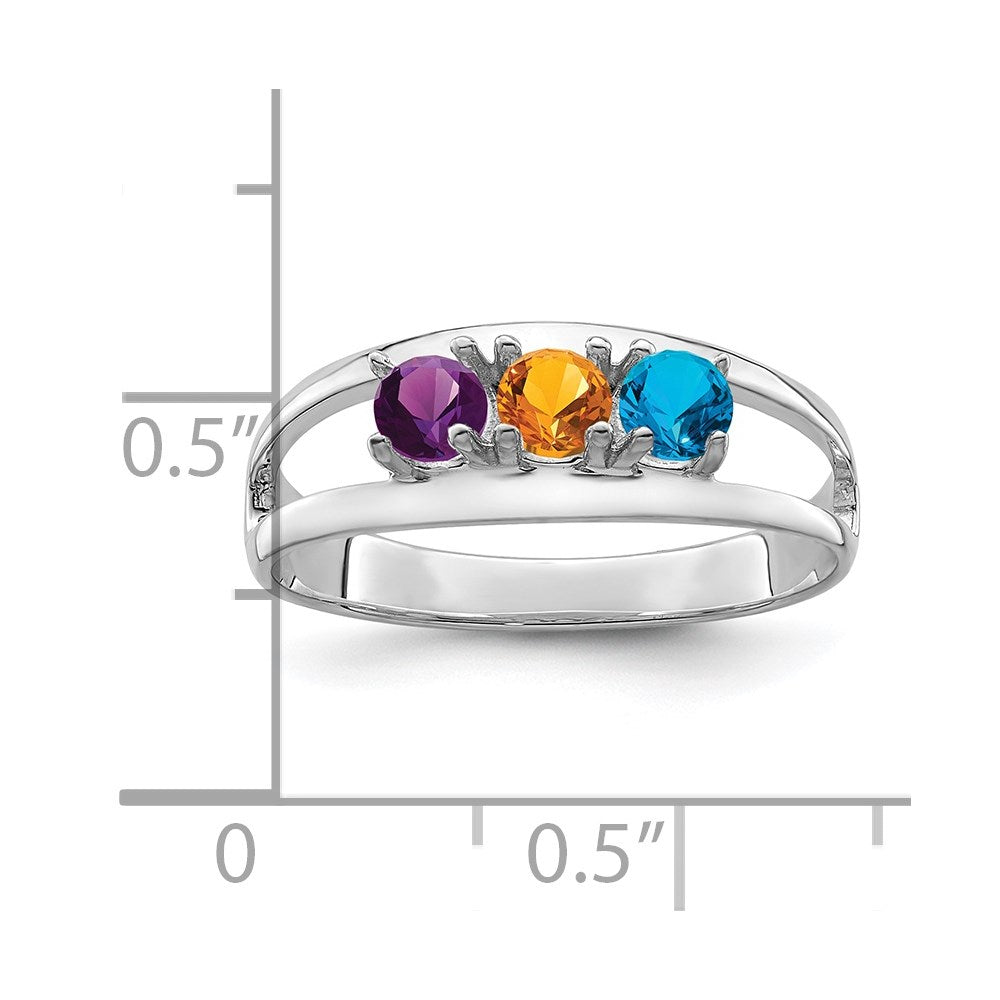 14k White Gold Synthetic Family Jewelry Ring