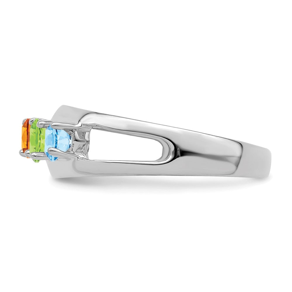 Sterling Silver Rhodium-plated Synthetic 4 Stone Mother's Ring