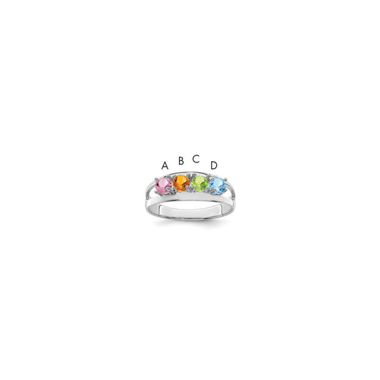 Sterling Silver Rhodium-plated Synthetic 4 Stone Mother's Ring