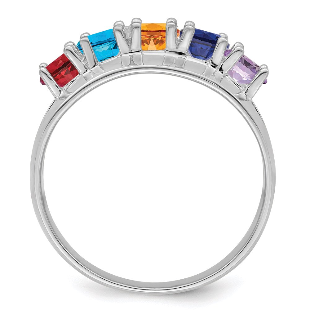 14k White Gold Synthetic Family Jewelry Ring