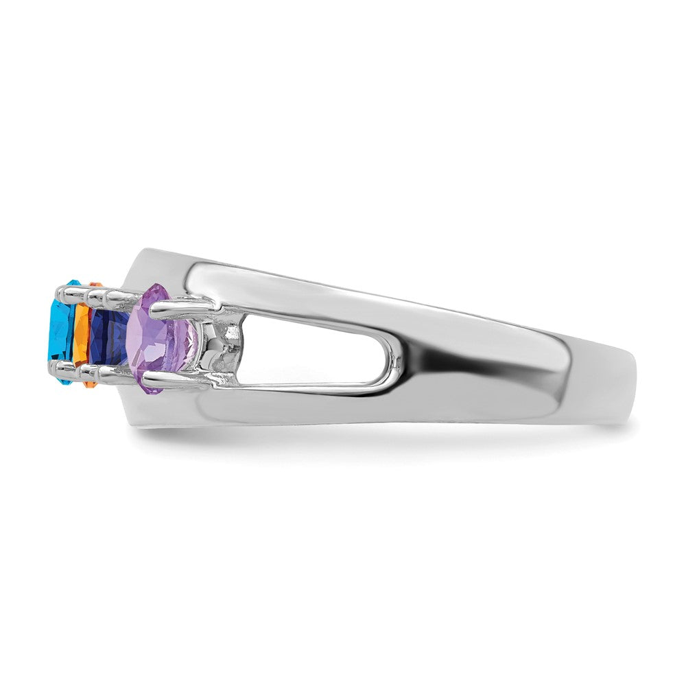 14k White Gold Genuine 5 Stone Mother's Ring