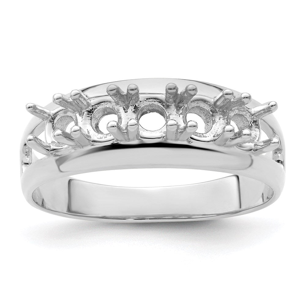 Sterling Silver Rhodium-plated Synthetic 5 Stone Mother's Ring