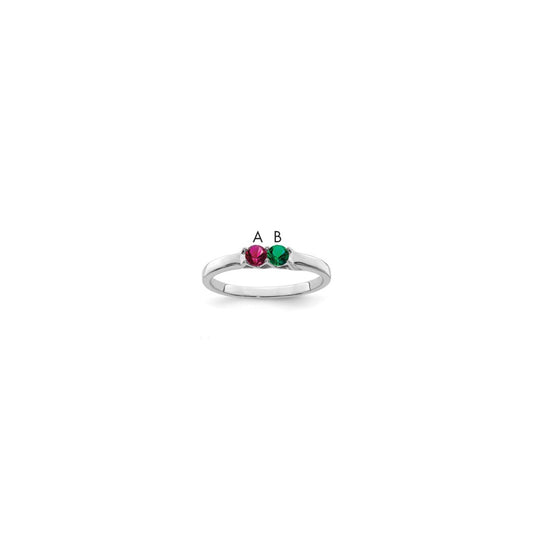 Sterling Silver Rhodium-plated Synthetic 2 Stone Mother's Ring