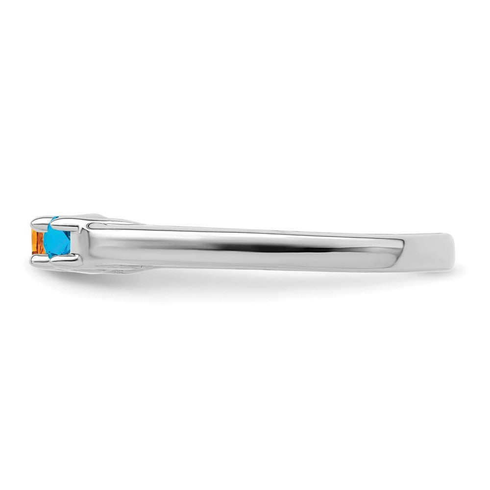 14k White Gold Genuine 3 Stone Mother's Ring