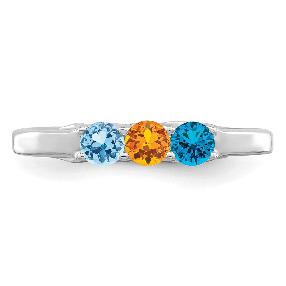 14k White Gold Synthetic Family Jewelry Ring