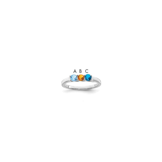 Sterling Silver Rhodium-plated Synthetic 3 Stone Mother's Ring