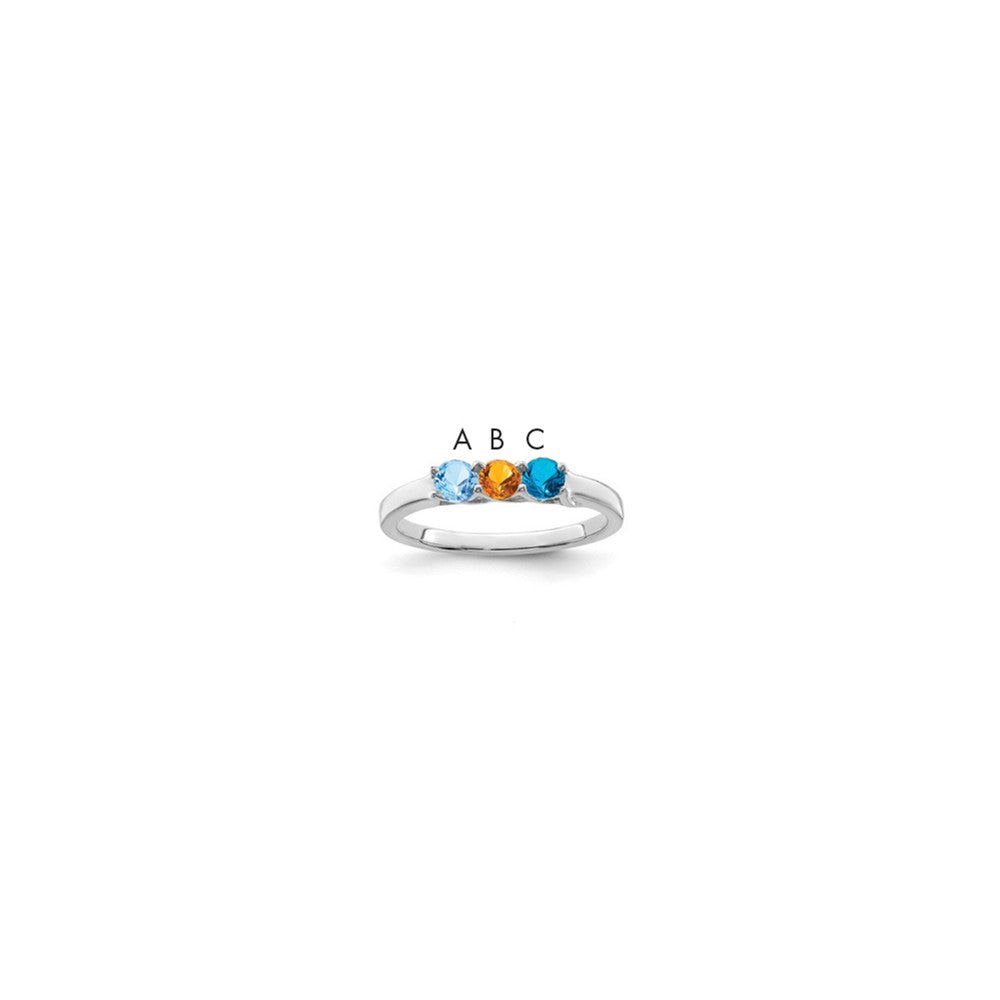 14k White Gold Synthetic Family Jewelry Ring