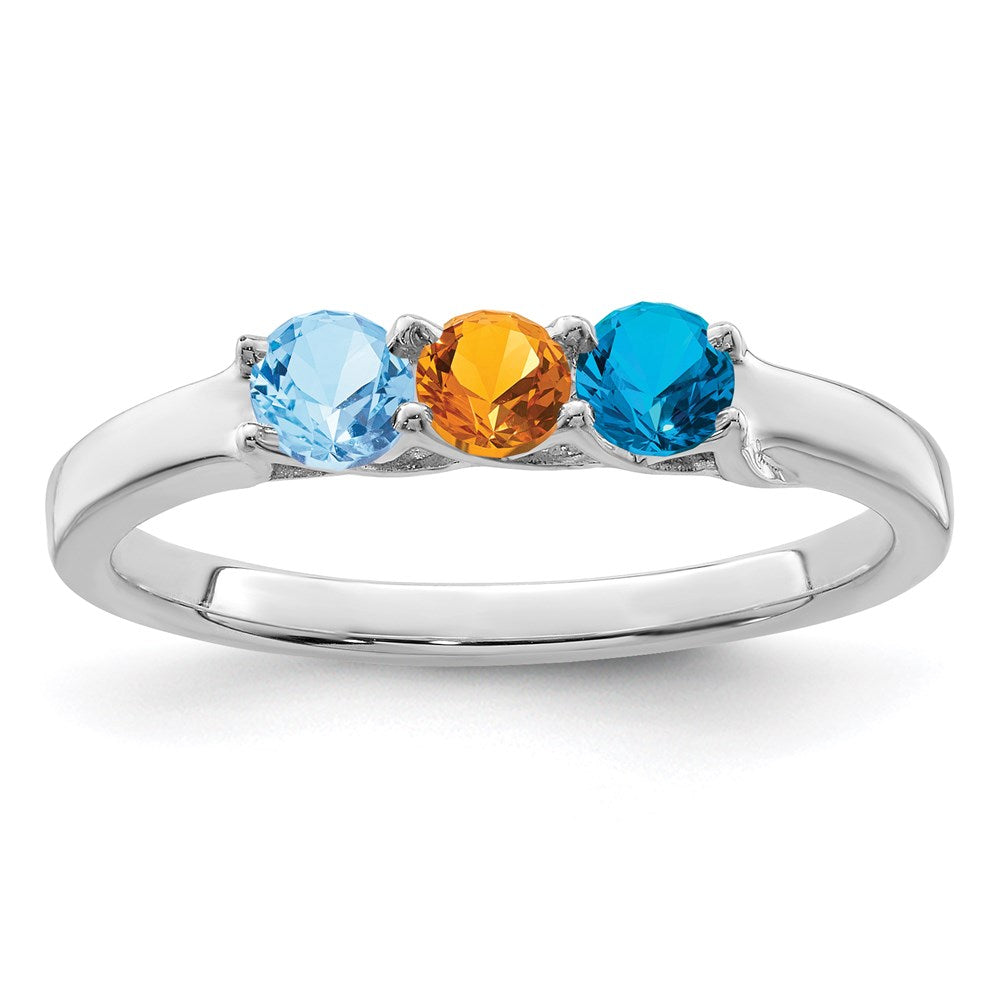 14k White Gold Synthetic Family Jewelry Ring