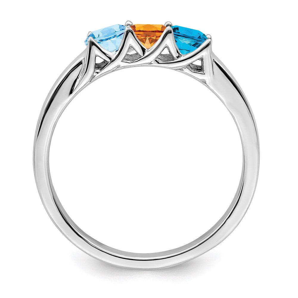 14k White Gold Synthetic Family Jewelry Ring