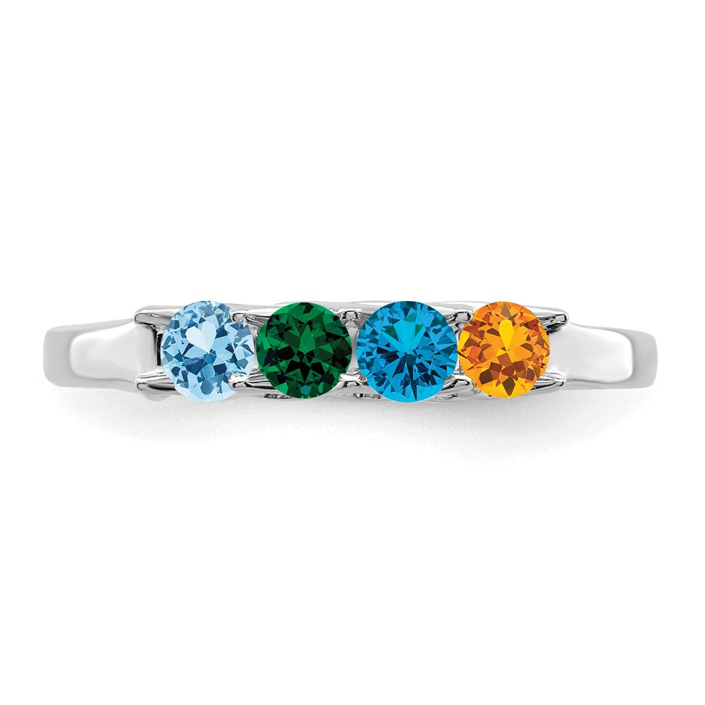 14k White Gold Synthetic Family Jewelry Ring