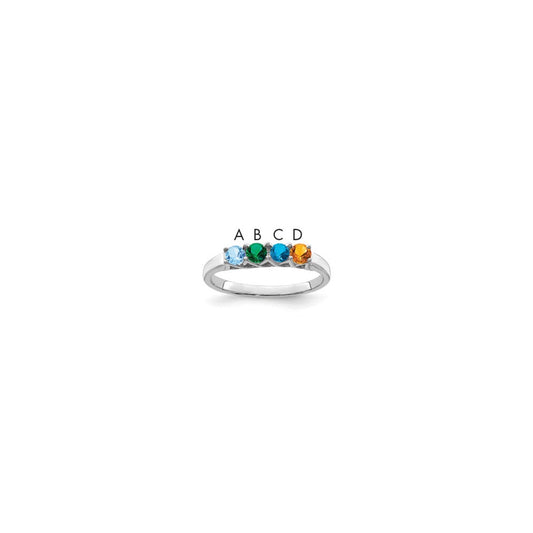 Sterling Silver Rhodium-plated Synthetic 4 Stone Mother's Ring