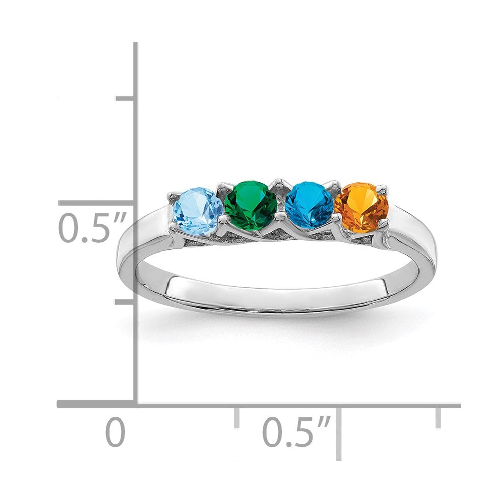 14k White Gold Synthetic Family Jewelry Ring