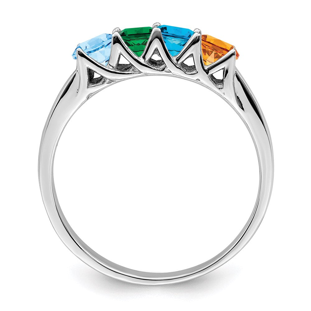 14k White Gold Synthetic Family Jewelry Ring